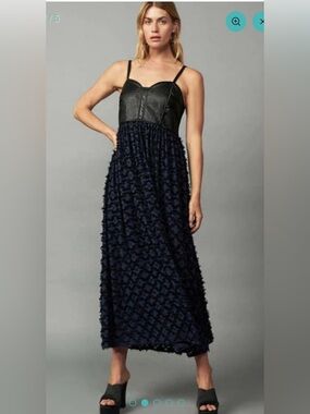 Current Air Los Angeles Midi Dress | Faux Leather Smoked  | XS